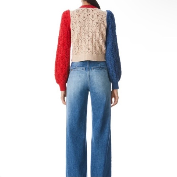 Alice + Olivia CARDIGAN SWEATER KITTY PUFF SLEEVE MULTICOLORED SMALL NWT - Picture 5 of 16